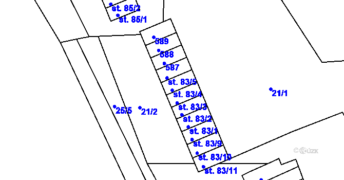 Parcela st. 83/4 v KÚ Sedlec u Obrnic, Katastrální mapa