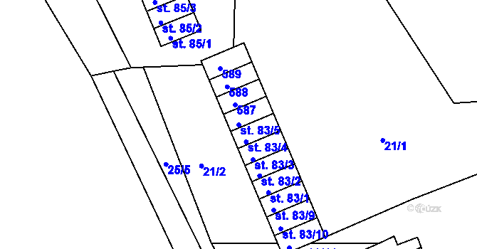 Parcela st. 83/5 v KÚ Sedlec u Obrnic, Katastrální mapa