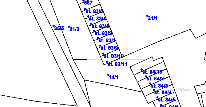 Parcela st. 83/10 v KÚ Sedlec u Obrnic, Katastrální mapa