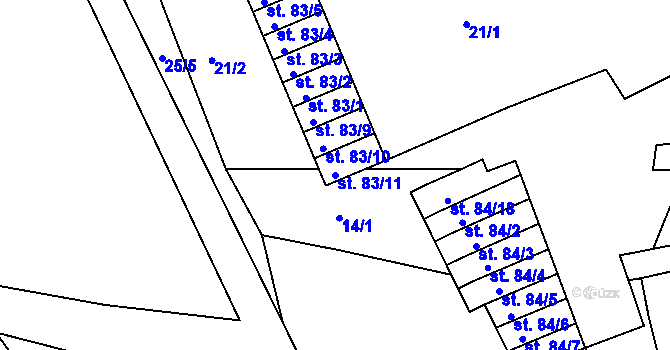 Parcela st. 83/11 v KÚ Sedlec u Obrnic, Katastrální mapa