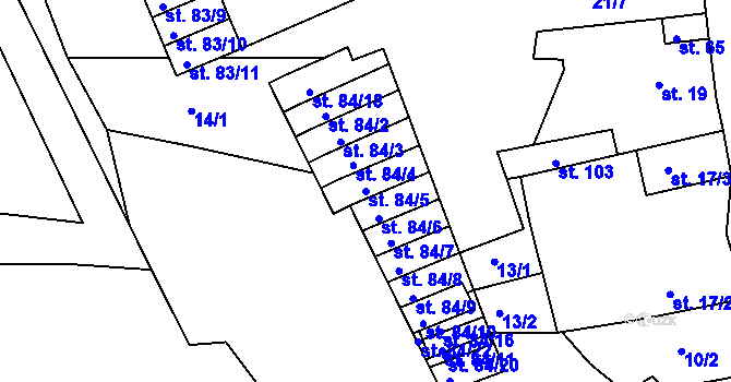 Parcela st. 84/5 v KÚ Sedlec u Obrnic, Katastrální mapa