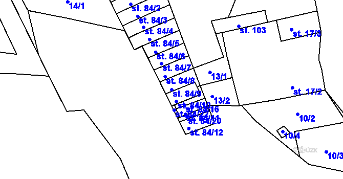 Parcela st. 84/9 v KÚ Sedlec u Obrnic, Katastrální mapa