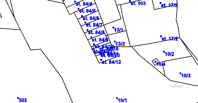Parcela st. 84/11 v KÚ Sedlec u Obrnic, Katastrální mapa