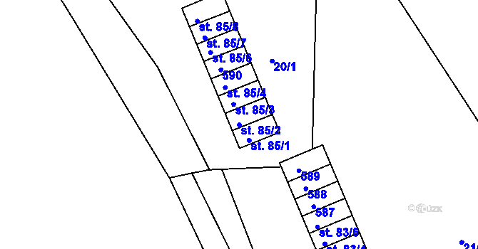 Parcela st. 85/2 v KÚ Sedlec u Obrnic, Katastrální mapa