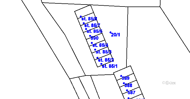 Parcela st. 85/3 v KÚ Sedlec u Obrnic, Katastrální mapa