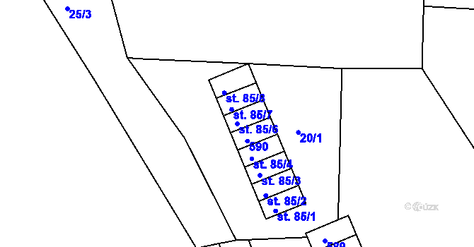 Parcela st. 85/6 v KÚ Sedlec u Obrnic, Katastrální mapa