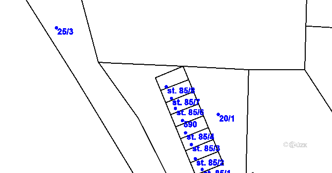 Parcela st. 85/8 v KÚ Sedlec u Obrnic, Katastrální mapa