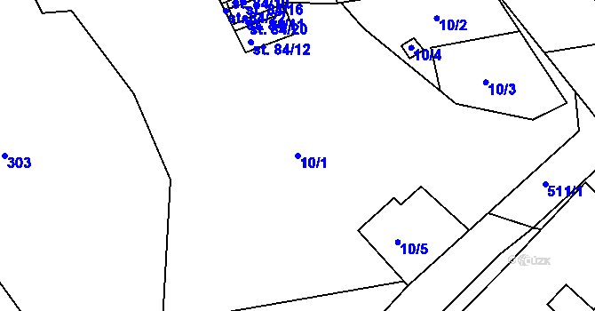 Parcela st. 10/1 v KÚ Sedlec u Obrnic, Katastrální mapa