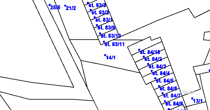 Parcela st. 14/1 v KÚ Sedlec u Obrnic, Katastrální mapa