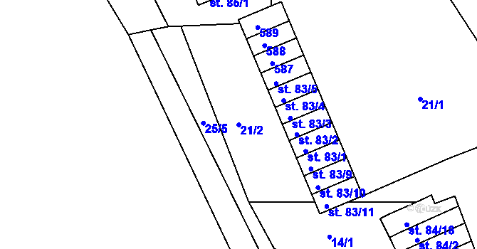 Parcela st. 21/2 v KÚ Sedlec u Obrnic, Katastrální mapa