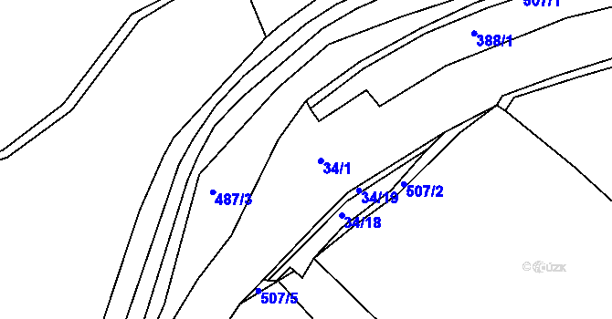 Parcela st. 34/1 v KÚ Sedlec u Obrnic, Katastrální mapa