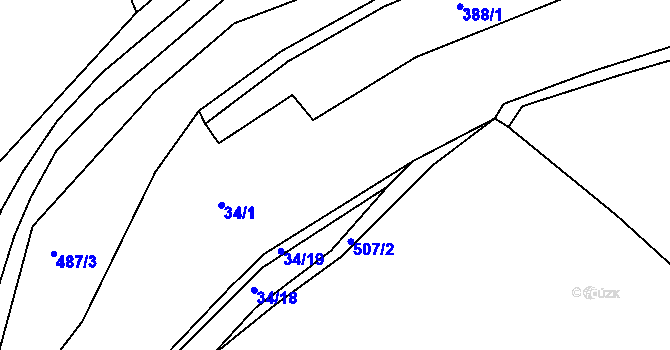 Parcela st. 34/2 v KÚ Sedlec u Obrnic, Katastrální mapa