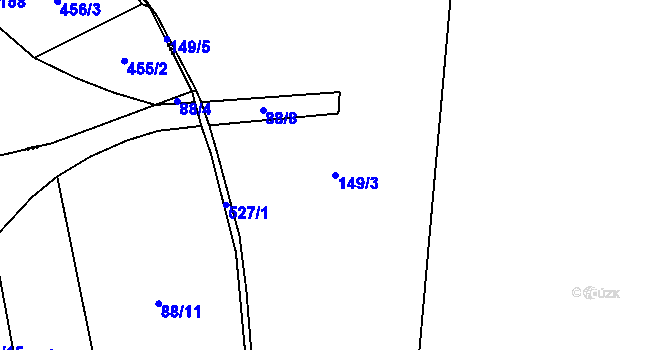 Parcela st. 149/3 v KÚ Sedlec u Obrnic, Katastrální mapa