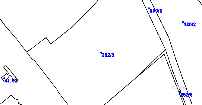 Parcela st. 262/3 v KÚ Sedlec u Obrnic, Katastrální mapa