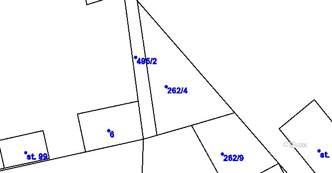 Parcela st. 262/4 v KÚ Sedlec u Obrnic, Katastrální mapa