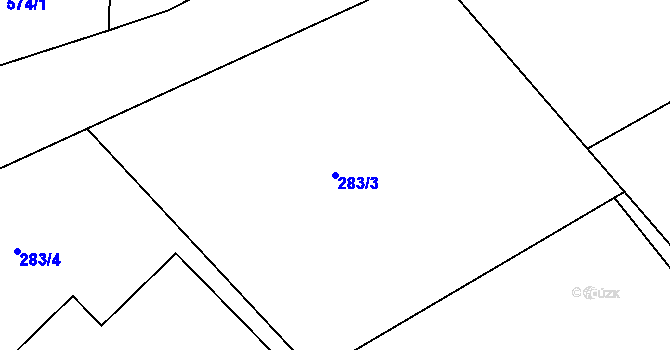 Parcela st. 283/3 v KÚ Sedlec u Obrnic, Katastrální mapa