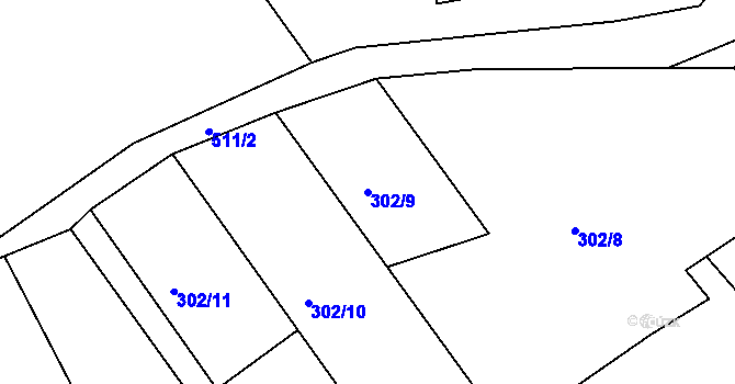 Parcela st. 302/9 v KÚ Sedlec u Obrnic, Katastrální mapa
