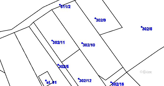 Parcela st. 302/10 v KÚ Sedlec u Obrnic, Katastrální mapa