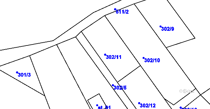 Parcela st. 302/11 v KÚ Sedlec u Obrnic, Katastrální mapa