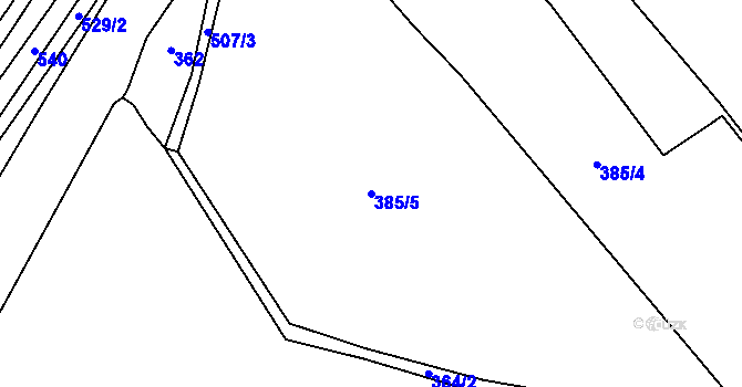Parcela st. 385/5 v KÚ Sedlec u Obrnic, Katastrální mapa