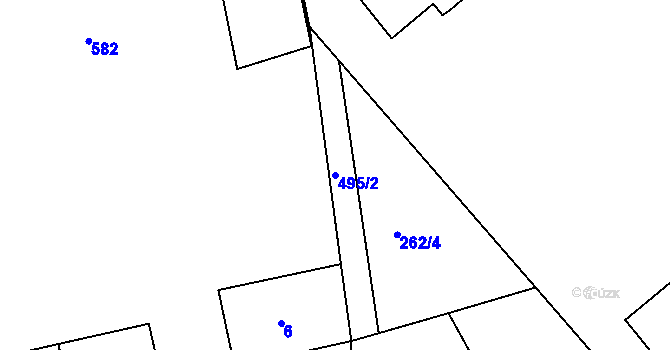Parcela st. 495/2 v KÚ Sedlec u Obrnic, Katastrální mapa