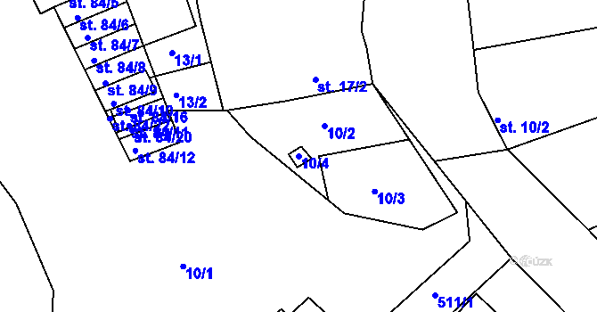 Parcela st. 10/4 v KÚ Sedlec u Obrnic, Katastrální mapa