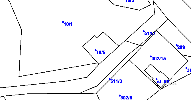 Parcela st. 10/5 v KÚ Sedlec u Obrnic, Katastrální mapa