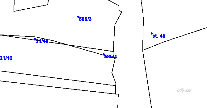 Parcela st. 585/4 v KÚ Sedlec u Obrnic, Katastrální mapa