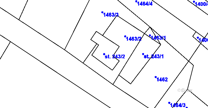 Parcela st. 243/2 v KÚ Koruna, Katastrální mapa
