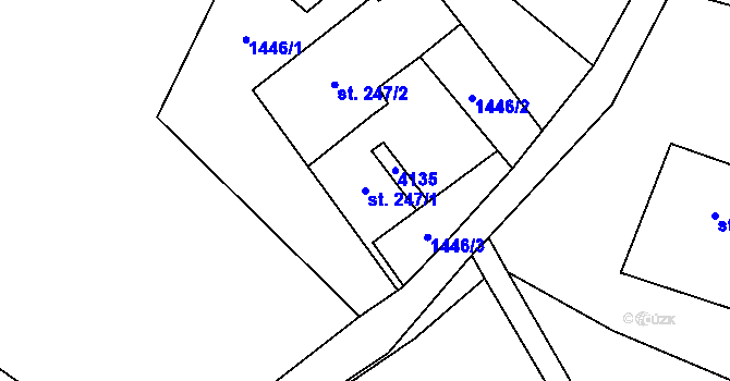 Parcela st. 247/1 v KÚ Koruna, Katastrální mapa