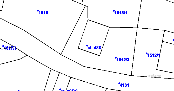 Parcela st. 488 v KÚ Koruna, Katastrální mapa