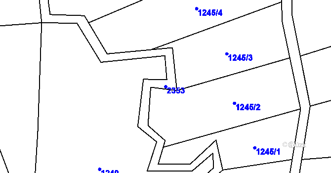Parcela st. 2353 v KÚ Koruna, Katastrální mapa