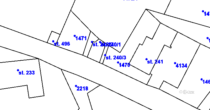 Parcela st. 240/3 v KÚ Koruna, Katastrální mapa