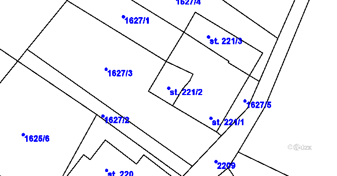 Parcela st. 221/2 v KÚ Koruna, Katastrální mapa