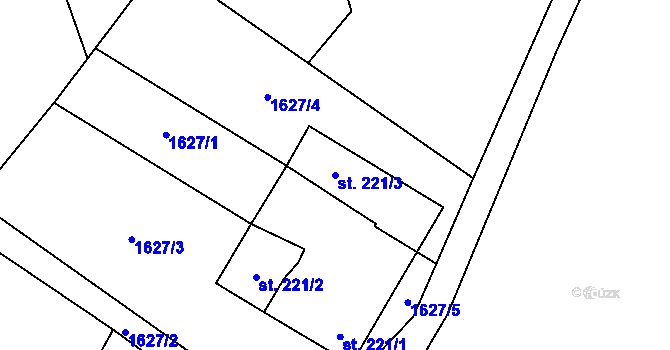 Parcela st. 221/3 v KÚ Koruna, Katastrální mapa