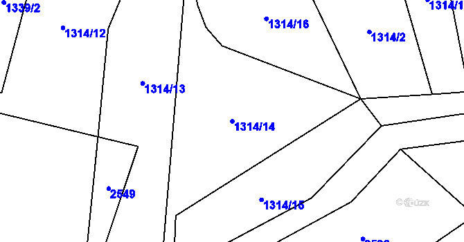 Parcela st. 1314/14 v KÚ Koruna, Katastrální mapa