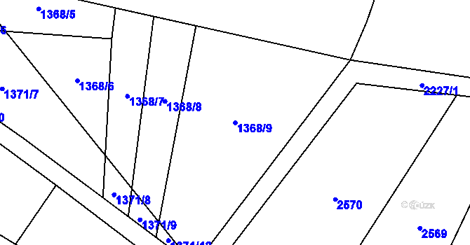 Parcela st. 1368/9 v KÚ Koruna, Katastrální mapa