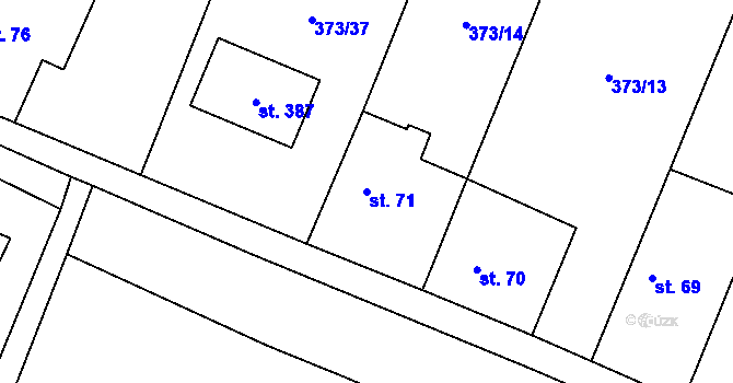 Parcela st. 71 v KÚ Korycany, Katastrální mapa