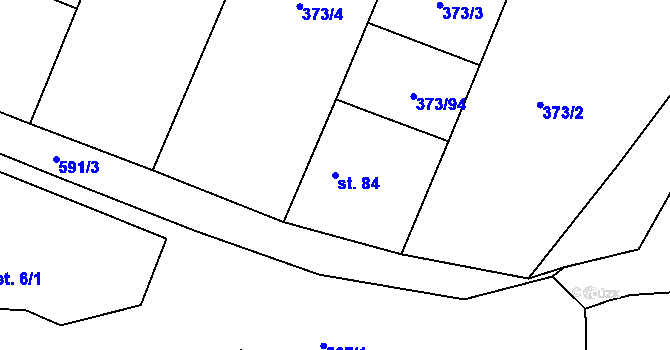 Parcela st. 84 v KÚ Korycany, Katastrální mapa