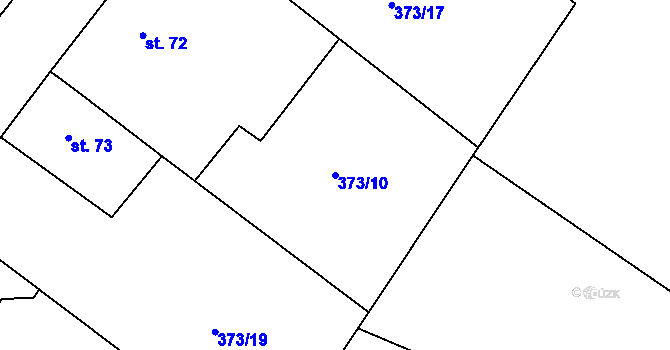 Parcela st. 373/10 v KÚ Korycany, Katastrální mapa