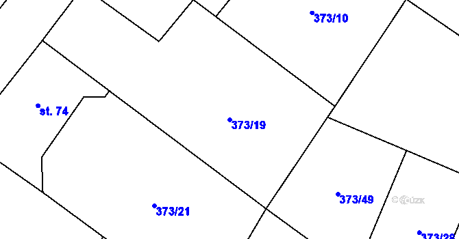 Parcela st. 373/19 v KÚ Korycany, Katastrální mapa
