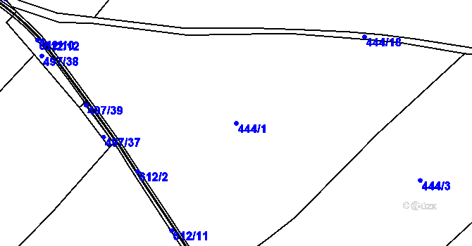 Parcela st. 444/1 v KÚ Korycany, Katastrální mapa