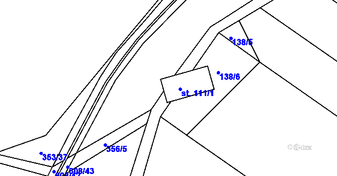 Parcela st. 111/2 v KÚ Korycany, Katastrální mapa