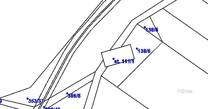 Parcela st. 111/3 v KÚ Korycany, Katastrální mapa