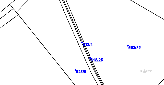 Parcela st. 612/4 v KÚ Korycany, Katastrální mapa