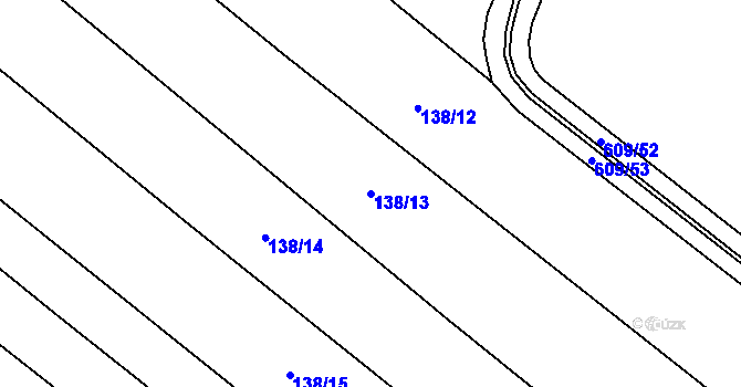 Parcela st. 138/13 v KÚ Korycany, Katastrální mapa