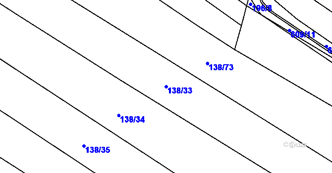 Parcela st. 138/33 v KÚ Korycany, Katastrální mapa