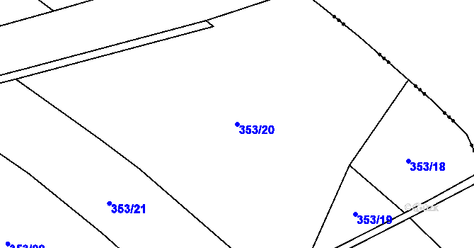 Parcela st. 353/20 v KÚ Korycany, Katastrální mapa