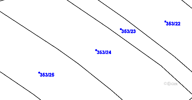 Parcela st. 353/24 v KÚ Korycany, Katastrální mapa