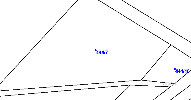 Parcela st. 444/7 v KÚ Korycany, Katastrální mapa